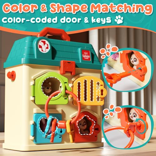 Lehoo Castle Veterinarian Playset for Kids, Pet Vet Toys Doctor Kit for Toddlers 3-5, Critter Clinic Toy with Keys, Pet Ca...