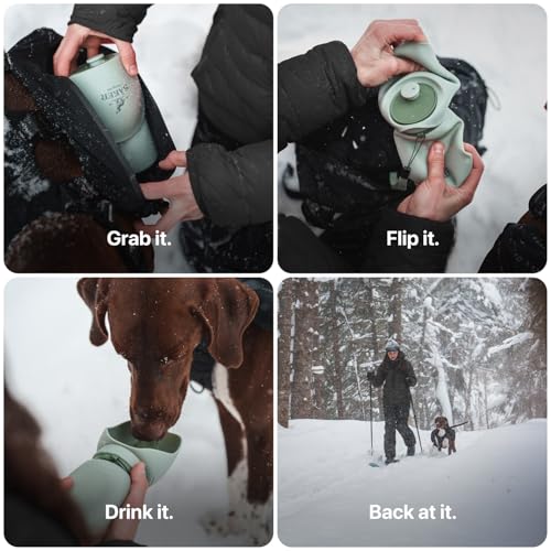 SÄKER Portable Dog Water Bottle, Collapsible Water Bottle for Dogs Perfect for Walking, Hiking and Outdoors | Works as a P...