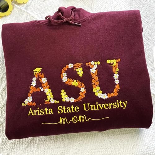 NAZENTI Custom College Embroidered Sweatshirt, Personalized Floral Letter Embroidered Hoodie, College University High Scho...