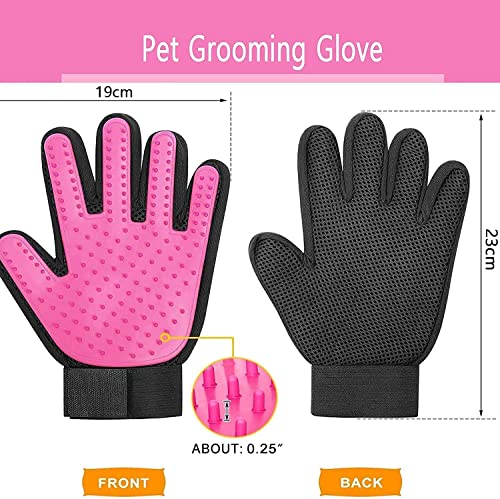 BYETOO Pet Dog Cat Grooming Glove with 261Tips,Gentle Deshedding Brush Glove,Efficient Pet Hair Remover Mitt,Massage Tool ...