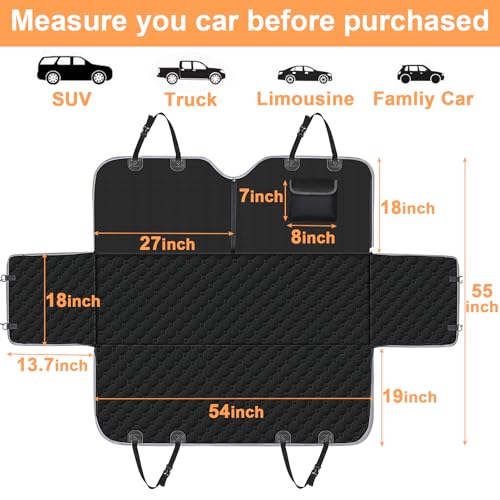 Mancro Dog Car Seat Cover for Back Seat, 2026 Upgraded 600D Heavy Duty Waterproof & Scratch-Resistant Dog Hammock for Car,...