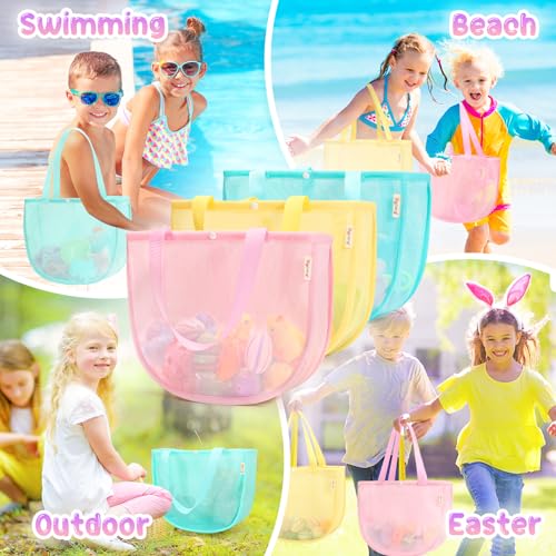 Tagitary Beach Toy Mesh Beach Shell Bags for Kids, Sand Toys Kids Beach Essential Treasure Bag Swimming Pool Bag Beach Gif...