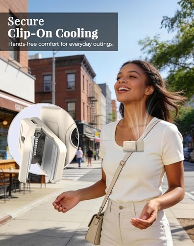 Hotsales Clip-On Portable Fan, 13500 RPM Rechargeable Handheld Mini Fan with LED Display, 360° Rotating Detachable Clip, S...