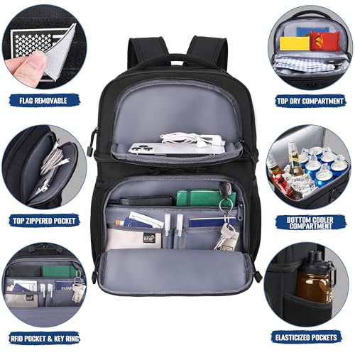 MOZETO Lunch Backpack for Men, Tactical Inspired Double Deck Cooler Backpack Insulated Leakproof RFID Lunchbox for Work
