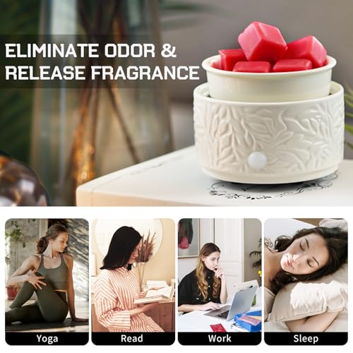 Wax Melt Warmer 3-in-1 Electric, Ceramic Wax Burner for Scented Wax, Scented Wax Melter & Essential Oil Burner for Home Ar...