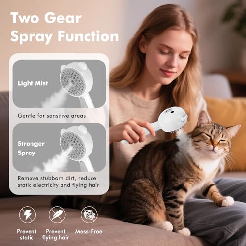 4 in 1 Pet Steam Brush for Cat & Dog, Cat Steam Brush for indoor Cats, Self Cleaning Shedding & Grooming Tool with Waterle...