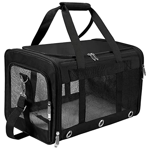 Soft Sided Cat/Dog Carrier,Collapsible Pets Travel Carriers for Pet/Puppy with Shoulder Strap & Removable Mat,Mesh Top Loa...