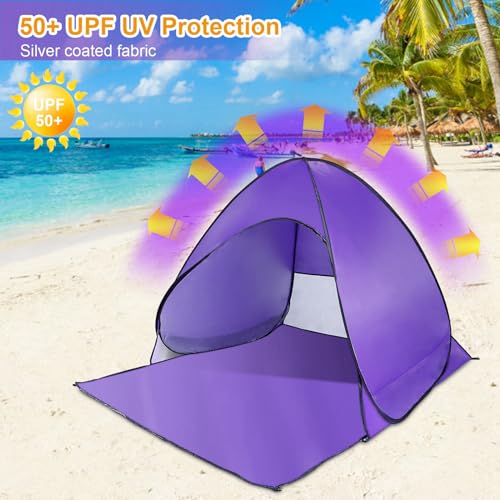 KOCASO Pop Up Beach Tent for 2-3 Person, UPF50+ Anti-UV Sun Shelter w/Storage Bag
