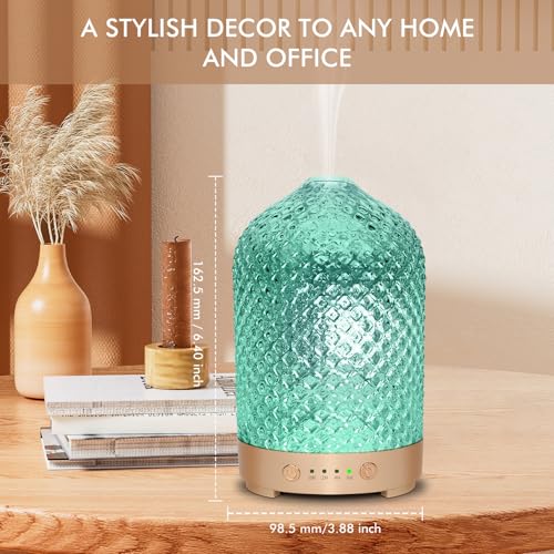 Essential Oil Diffuser 200ml-Ultrasonic Aroma Diffuser with 4 Timers, Aromatherapy Diffuser 7 Color LED Lights Auto Shut-O...