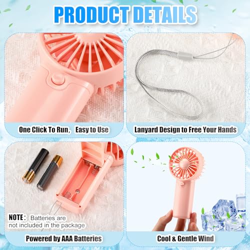 Rossesay 3 Pcs Mini Portable Fan Handheld Battery Operated Portable Small Personal Fans for Summer Travel Beach Indoor Out...