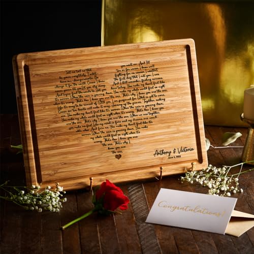 Personalized Cutting Board Wedding Heart Song Lyrics Couple Gifts - Anniversary Customized Romantic Gift for Her - For Hi...
