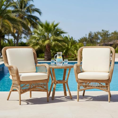 Newwiee Set of 4 Stretch Patio Cushion Covers Sofa Couch Seat Chair Slipcovers Cushion Cover Replacement Furniture Protect...