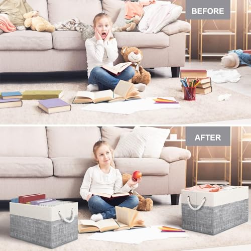 Fab totes Storage Bins [3-Pack], Foldable Storage Baskets for Organizing Toys, Books, Shelves, Closet, Large Storage Box w...