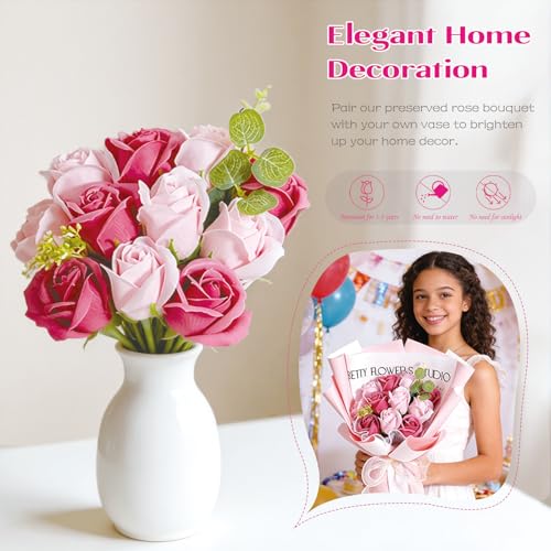 Preserved Flowers, Eternal Flower Roses Bouquet for Mom Grandma Wife Women Girlfriend on Mothers Day Gifts Anniversary Bir...