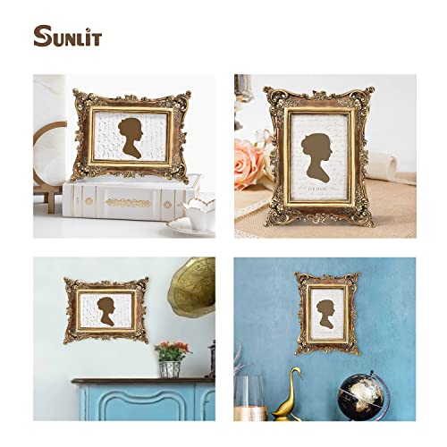Sunlit Vintage Picture Frame 4x6 Inch, Luxury Antique Photo Frames with Glass Front, Photo Display, Tabletop Wall Hanging,...