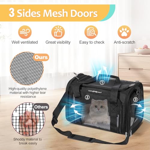 Discala Cat Dog Carrier Up to 15 Lbs TSA Airline Approved Pet Carrier for Small Medium Cats Puppies Dog Carriers for Small...