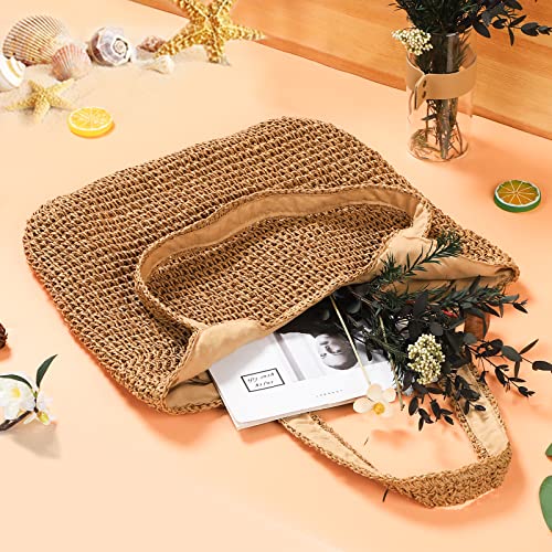 Straw Beach Bag, Women Tote Bag Woven Shoulder Bag, Handmade Large Summer Handbag Hobo Bag for Beach Picnic Vacation