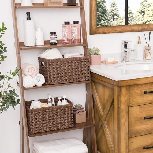 GRANNY SAYS Wicker Storage Baskets for Shelves, Wicker Baskets for Organizing, Waterproof Woven Basket for Pantry, Rectang...