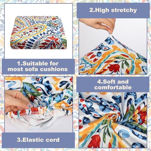 BBSET 8 Pcs Paisley Patio Sofa Cushion Cover Stretch Outdoor Sofa Seat Cushions Cover Indoor Replacement Couch Chair Slipc...