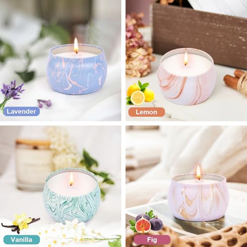 Candles Gifts for Women, Aromatherapy Candle Set, 17.6 oz 4 Pack Vanilla Lemon Fig Lavender Candle for Home Scented 120H B...