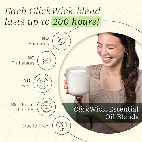 Lifelines Flameless Candle Aromatherapy Essential Oil Diffuser with 4 ClickWick Essential Oil Blends Value Pack - Cordless...
