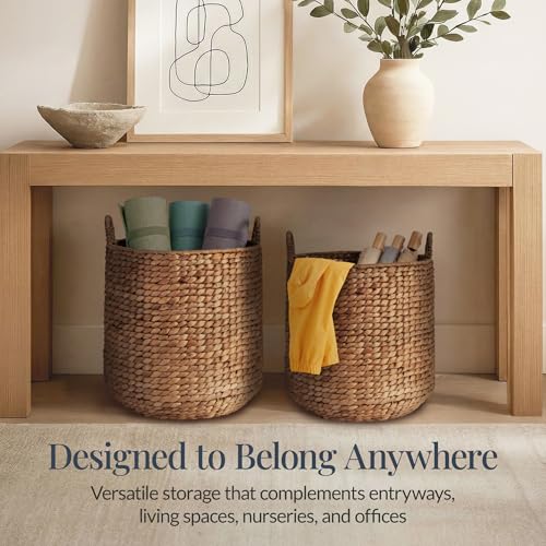 Best Choice Products 2-Piece Round Nesting Baskets W/Handles, Handwoven Water Hyacinth, Plant Holder, Laundry Basket, Stor...