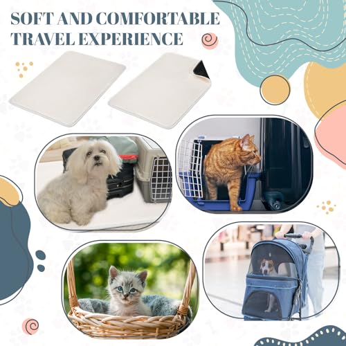 Drydiet 4 Pcs Pet Carrier Pad Travel Pet Reversible Dog Mat Replacement Liners for Travel Dog Bed Pad Washable Plush Doubl...