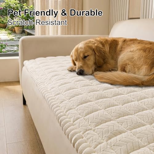 Smiry Non Slip Couch Covers for Dogs, Fuzzy Pet Couch Covers for 2-3 Cushion Sofa Pet Friendly, Soft Sofa Slipcovers Cushi...