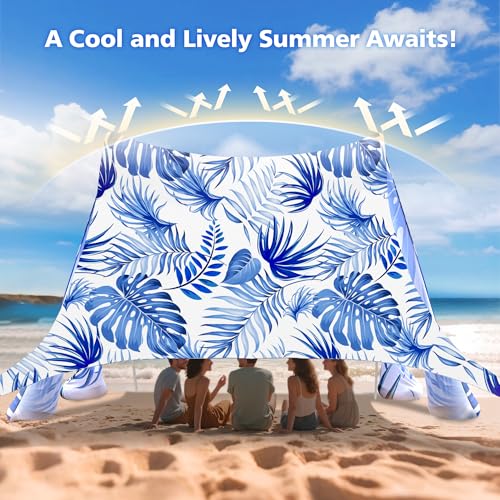 2PM SPORTS Beach Tent Sun Shelter 10x10 FT - UPF 50+ UV Protection, 8 Sandbags, Easy Setup, Portable Beach Shade Canopy fo...