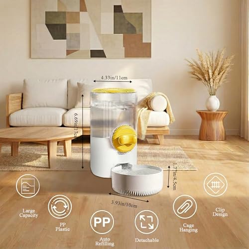Auto Gravity Siphon Water Dispenser for Cage Hanging, 34OZ Capacity Hanging Automatic Pet Cage Waterer, Water Bowl for Cat...