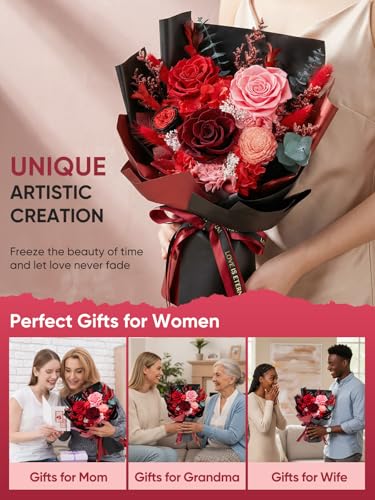 Bessol Flowers for Delivery Preserved Fresh Flower Bouquet Mothers Day Roses Gifts for Mom Birthday Flowers for Women Gran...