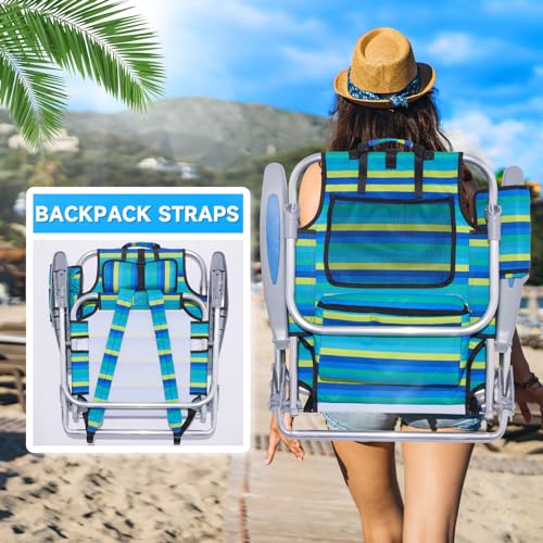 Canpsky 2 Pack Lightweight Portable Camping Beach Chair for Adults, Outdoor Lay Flat Folding Beach Chairs with 5 Position...
