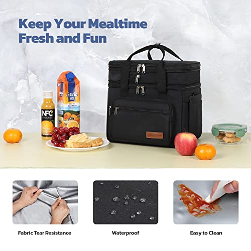 Maelstrom Lunch Box, 23L Insulated Lunch Bag, Expandable Double Deck Cooler Bag, Lightweight Leakproof Tote Bag With Side ...