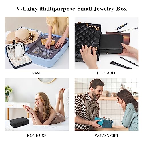 V-LAFUY Small Jewelry Box, Travel Jewelry Case Portable Jewelry Boxes for Women, 2-Layer Jewelry Travel Organizer, Gift fo...