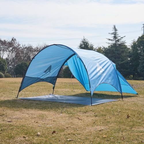 Beach Tent - Beach Shade Canopy Compact Fold (16.9x3.9″), Own Patent, 360° Ventilation, Large Side Storage Pocket, UV Prot...