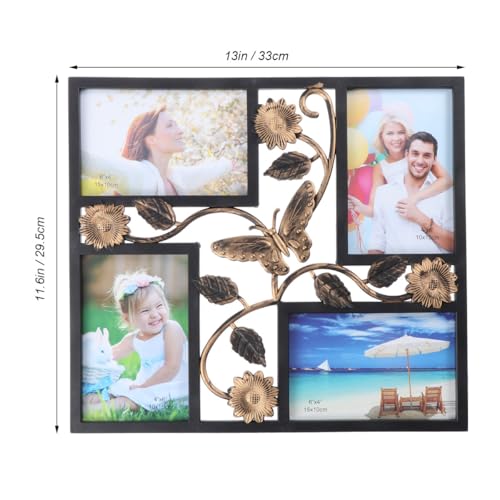 ULTNICE Decorative 4 Opening Wall Hanging Photo Frame with 3D Flower Collage Design Resin Material Easy to Install 13.18X1...