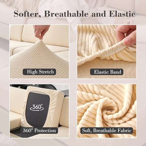 Eertop Couch Cushion Covers for Sectional Sofa, Wear Resistant Stretch Sofa Slipcovers for Sofa Universal Cushion Protecto...