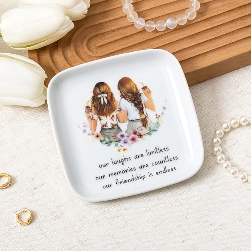 Crisky Best Friend Birthday Gifts for Women, Friendship Gifts for Women, Trinket Ring Dish Jewelry Tray for Friend Her Sis...