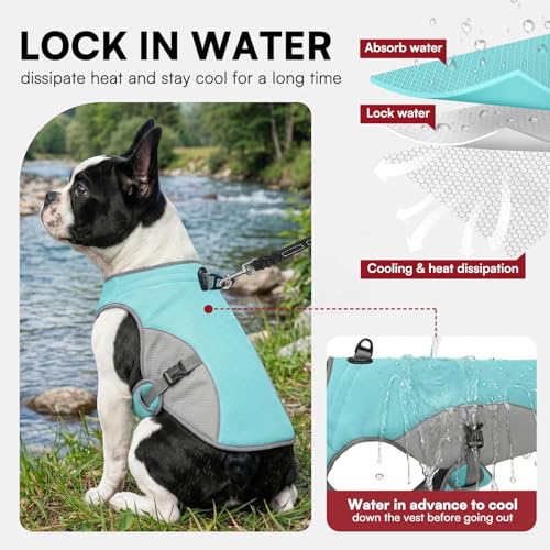 Preferhouse Dog Cooling Jacket for Large Dogs, Pet Cooling Vest with Mesh and D Ring, Dog Reflective Stripe Cooler Jacket ...