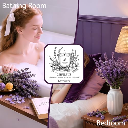 CHFILZLE Scented Candles Gift Set (3 Pack) - Natural Soy Scented Candles for Home, Lavender Rose & Jasmine - Long Lasting ...