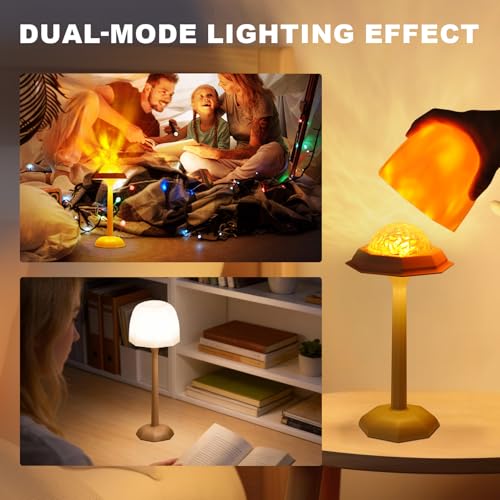 DEXULESA Rechargeable Table Lamp with Remote Control, 16 Color Changing LED Night Light with Water Ripple Projection, Adju...