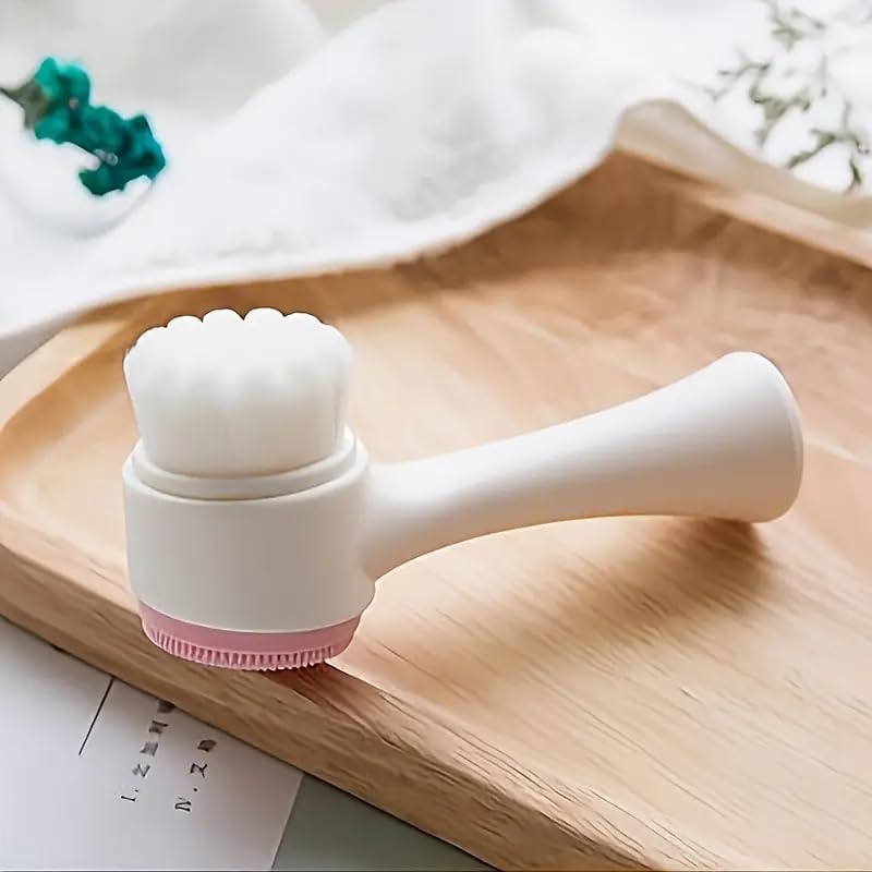 Face-Contour-Brushes Double-Headed Facial Cleansing Brush Soft Hair Silicone Cleanser for Home Use Manual Scrub Deep Clean...