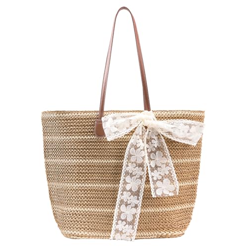 shoowyees Straw Beach Tote Bag for Women - 2026 Large Handwoven Summer Vacation Purse with Zipper for Travel Pool Shopping...