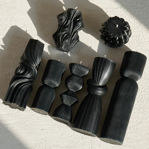 7-Pack Pillar Candles - Soy Wax Handmade Ribbed Candles for Home Decor, Housewarming Gift, Shelf & Table Decor - Aesthetic...