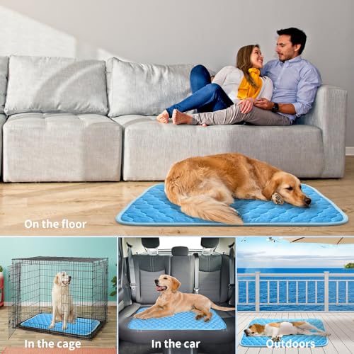 PETZOOKA Dog Cooling Mat Self Cool Pad for Dogs and Cats, Washable Portable Pet Sleeping Pad for Summer,27.5" x 18.5"