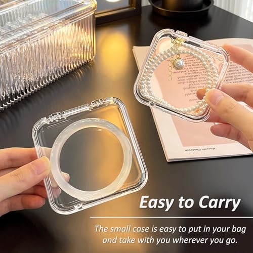 FYRLFB Clear Jewelry Storage Box, Acrylic Bracelet Organizer Holder with 12 Pcs 3.4 Inches Portable Anti Tarnish Cases, Tr...