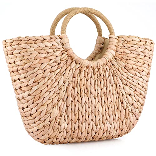 Summer Rattan Bag for Women Straw Hand-woven Top-handle Handbag Beach Sea Straw Rattan Tote Clutch Bags