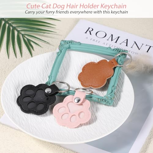 Hpmjz 3 Pcs Dog Hair Collector Keychains Paw Print Keychain Pet Memorial Gifts Cute Leather Hair Keepsake Keyring Pet Fur ...