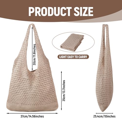 baotongle Crochet Beach Tote Bag for Women Knit Boho Aesthetic Summer Vacation Bag Large Casual Shoulder Handbag for Travel