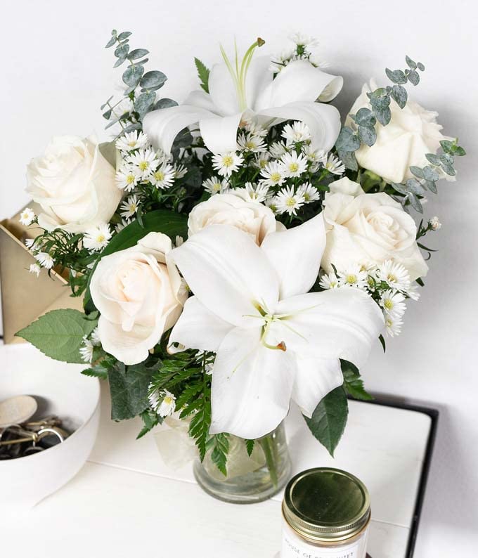 From You Flowers - With All Our Sympathy Lily Arrangement with Glass Vase | Fresh Flower Bouquets for Birthday, Anniversar...